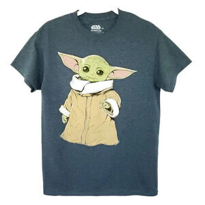 Stars Wars The Mandalorian The Child Womens T-shirt Size Small Gray Short Sleeve